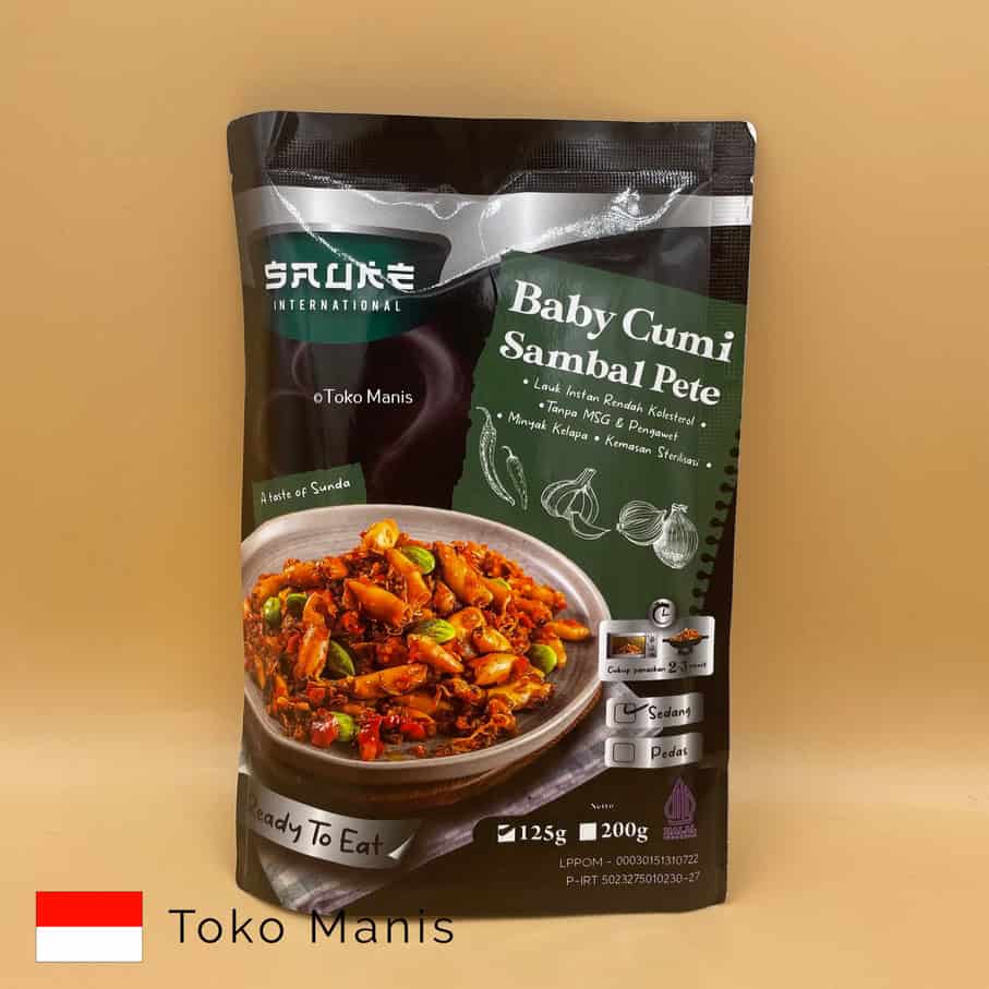 SAUKE Baby Cumi Sambal Pete Level Sedang Ready To Eat (125 g)