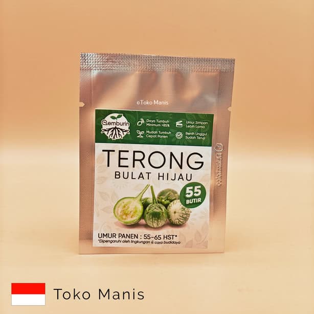 [TM02804] GEMBURIN Benih Terong Bulat Hijau F1 Super (55 seeds)
