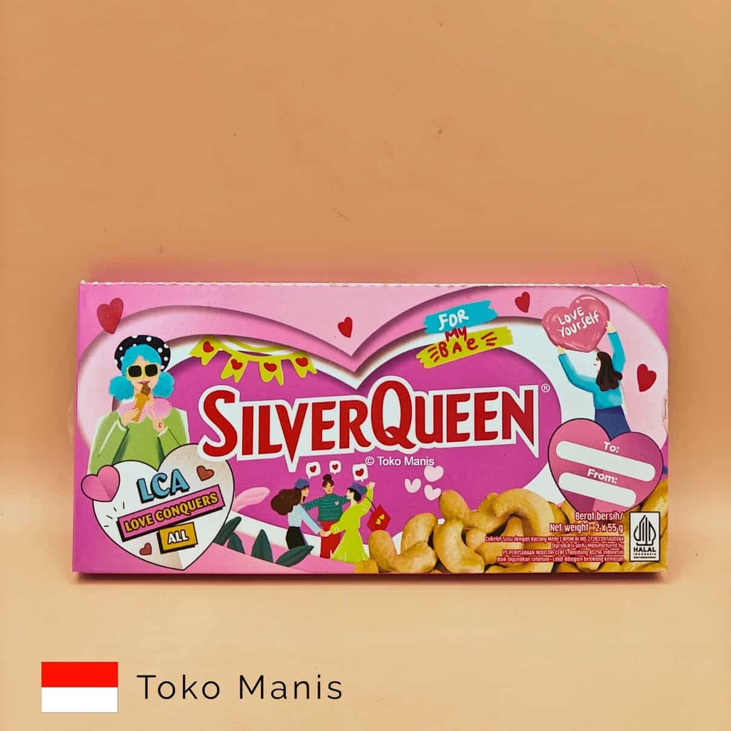 [TM03061] SILVERQUEEN Coklat Susu Dengan Kacang Mede 2 pcs (55 g)