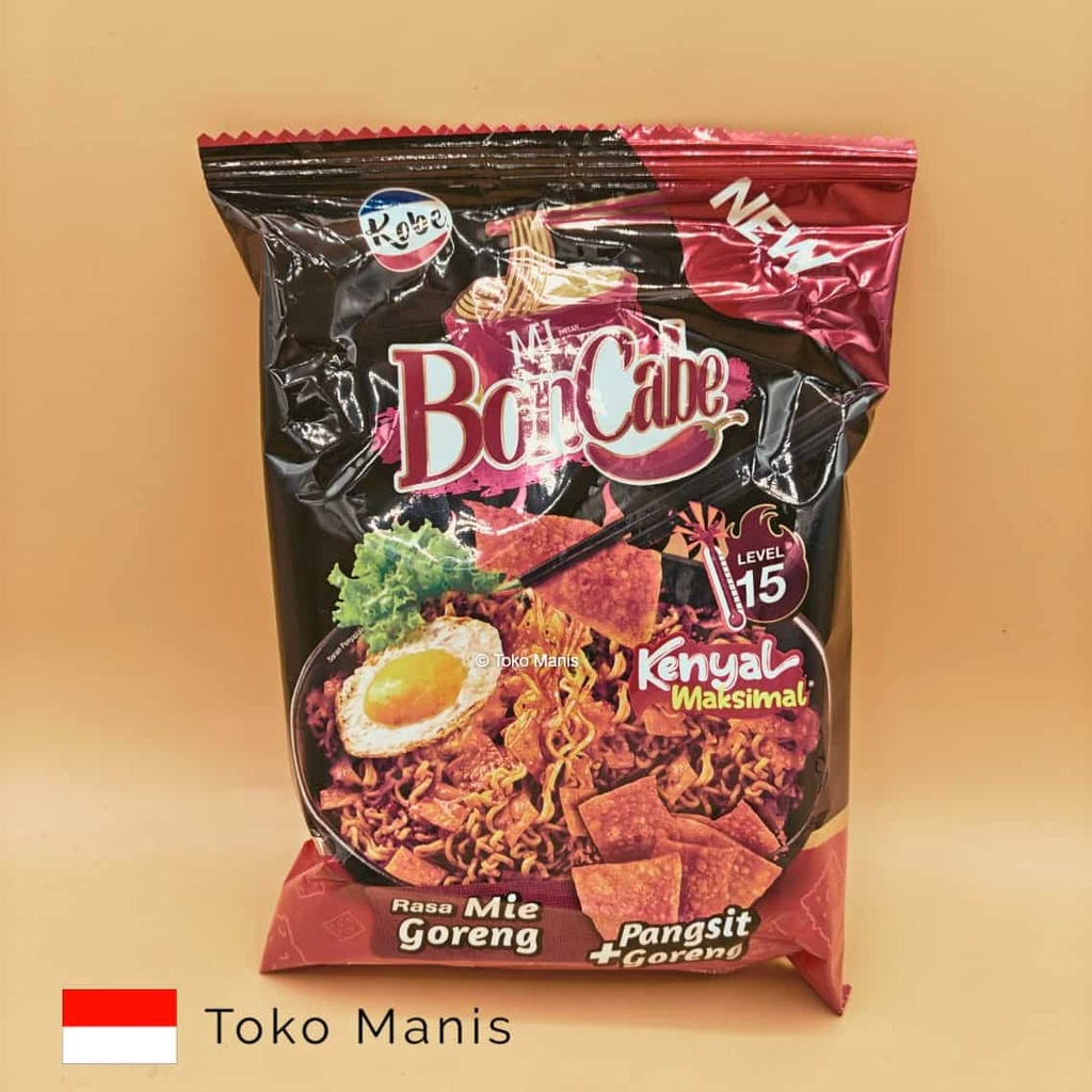 [TM03163] KOBE Bon Cabe Mie Goreng Pedas Level 15 dengan Pangsit Goreng (95 g)