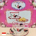 AYAM JAGO Set Kode H77 Cangkir Bening + Tatakan Isi 6