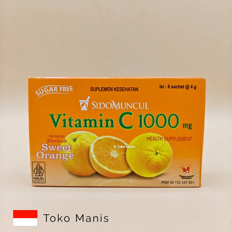 SIDOMUNCUL Vitamin C 1000 mg Sweet Orange Sugar Free (6 x 4g)